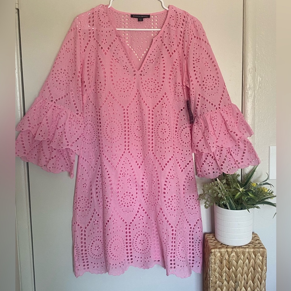 Boston Proper Pink Eyelet Dress‎ - Picture 2 of 12
